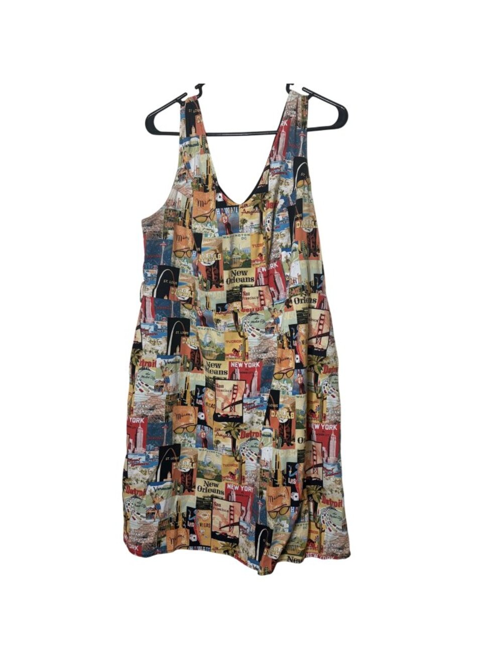 Retrolicious Dress 1X Travel Poster Print Fit Flare Pockets Retro Americana